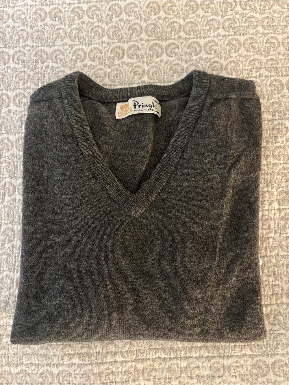 Vintage Pringle  of Scotland V-Neck Sweater in Dark Gray
